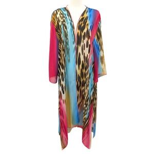 LilyPad Sheer Multicolor Animal Print Duster Kimono Size M/L